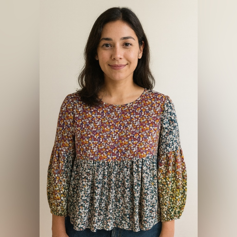 ANDTHEWHY Floral Long Sleeve colorful boho Blouse M